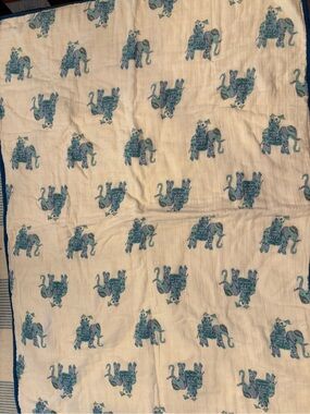 Lilly Pulitzer/Pottery Barn Baby Muslin blanket with Teal Elephant Print